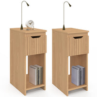 IDMarket - Set di 2 comodini ANOUK, 1 cassetto, effetto legno e doghe