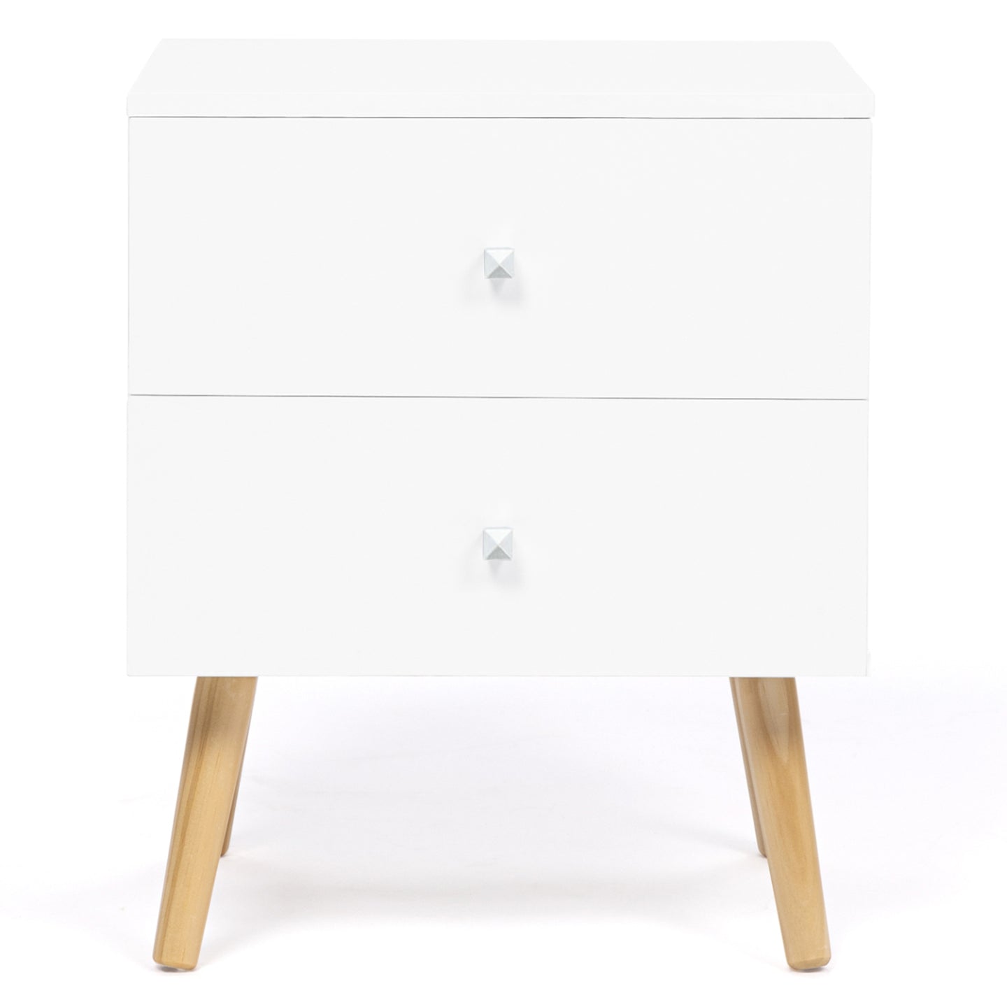 IDMarket - Set di 2 comodini con 2 cassettos, scandinavo, legno e bianco EMMIE