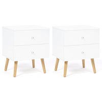 IDMarket - Set di 2 comodini con 2 cassettos, scandinavo, legno e bianco EMMIE