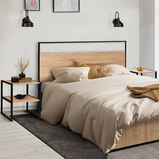 IDMarket - Set di 2 comodini con 2 tondi design industriale DETROIT