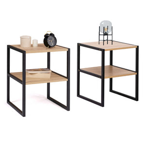 IDMarket - Set di 2 comodini con 2 tondi design industriale DETROIT