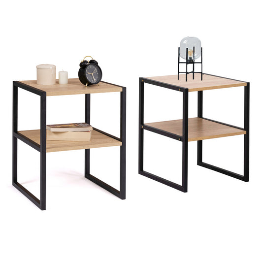 IDMarket - Set di 2 comodini con 2 tondi design industriale DETROIT