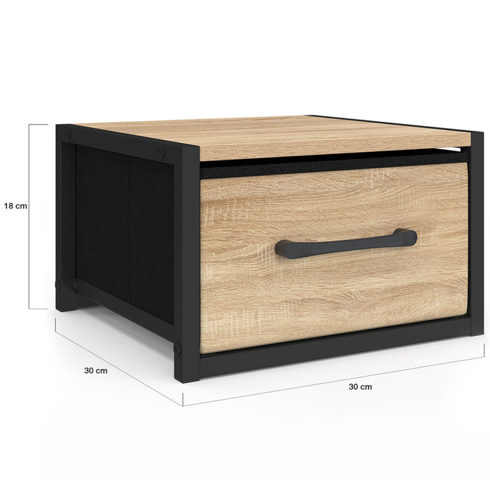 IDMarket - Set di 2 comodini con cassetto in tessuto UTAH dal design industriale