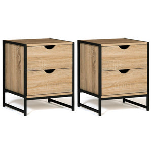 IDMarket - Set di 2 comodini DETROIT con 2 cassetti design industriale