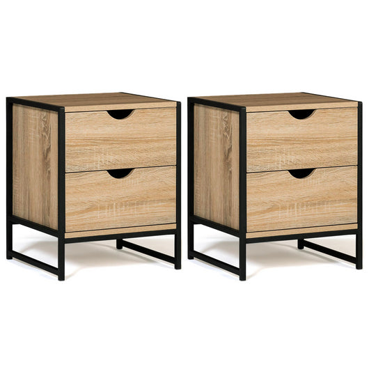 IDMarket - Set di 2 comodini DETROIT con 2 cassetti design industriale