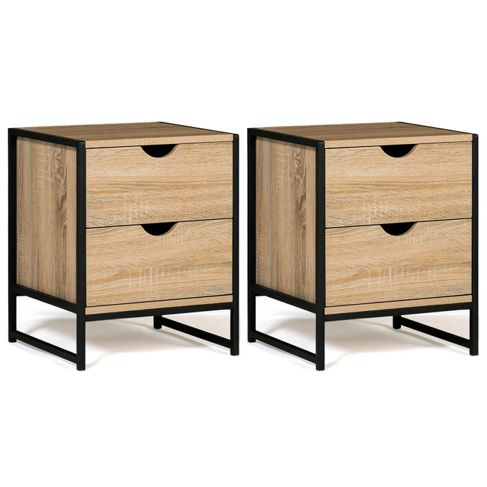IDMarket - Set di 2 comodini DETROIT con 2 cassetti design industriale