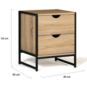 IDMarket - Set di 2 comodini DETROIT con 2 cassetti design industriale
