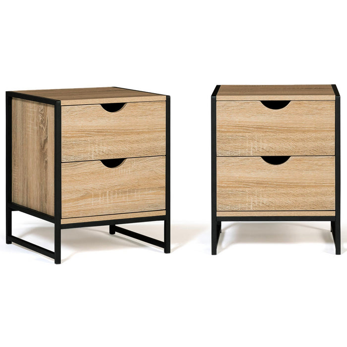 IDMarket - Set di 2 comodini DETROIT con 2 cassetti design industriale