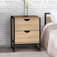 IDMarket - Set di 2 comodini DETROIT con 2 cassetti design industriale
