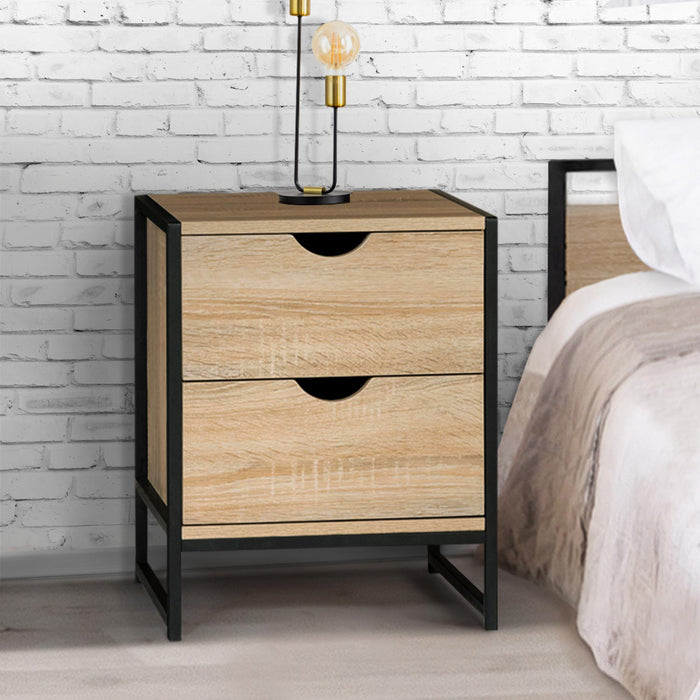 IDMarket - Set di 2 comodini DETROIT con 2 cassetti design industriale