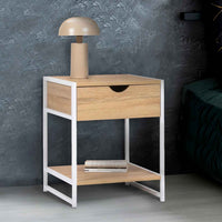 IDMarket - Set di 2 comodini DETROIT, design industriale, legno e metallo bianco