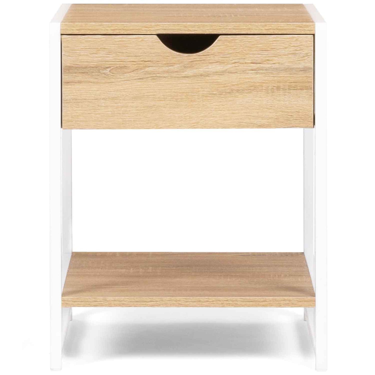 IDMarket - Set di 2 comodini DETROIT, design industriale, legno e metallo bianco