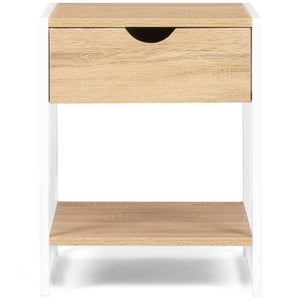 IDMarket - Set di 2 comodini DETROIT, design industriale, legno e metallo bianco