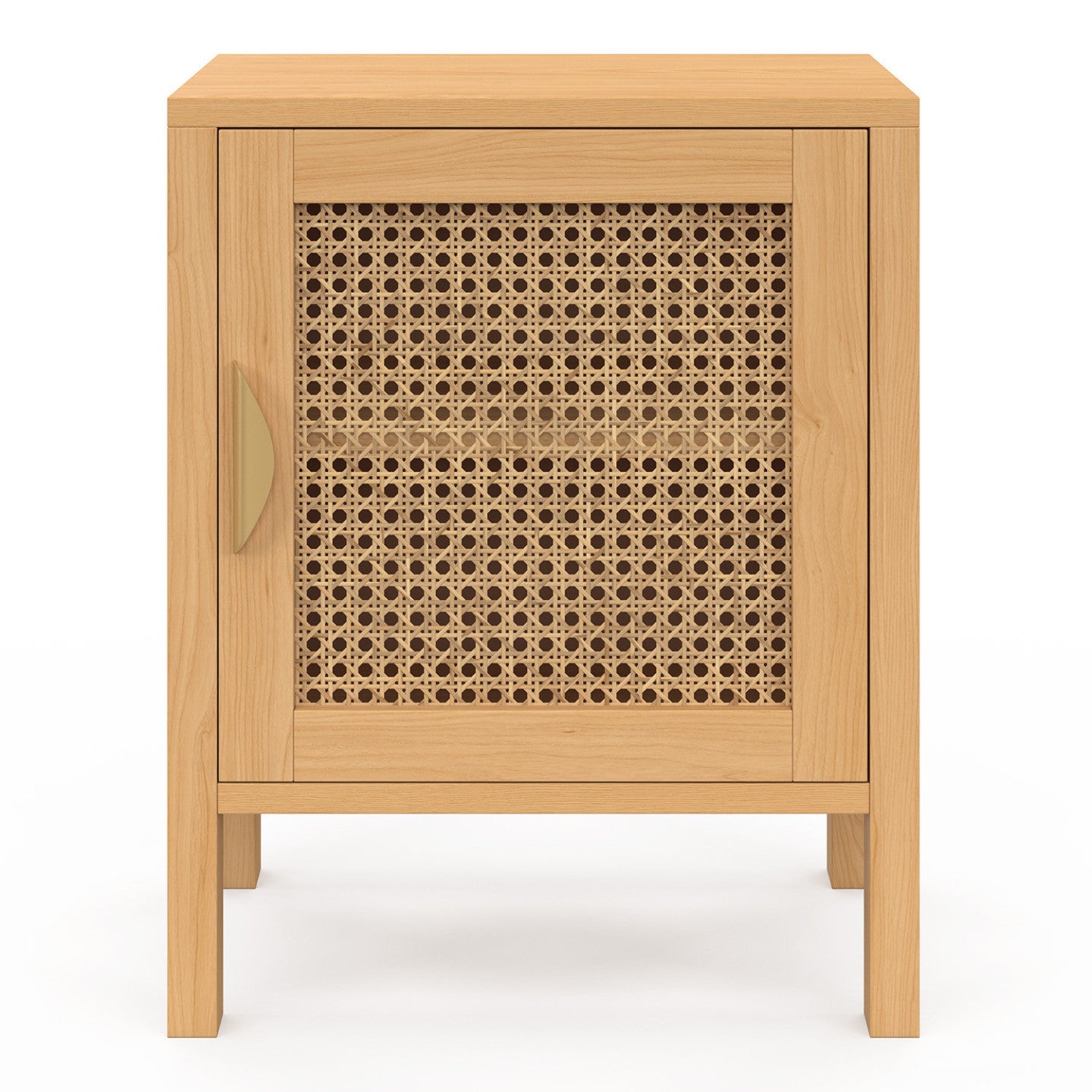 IDMarket - Set di 2 comodini EDHEN, 1 anta in canna e legno