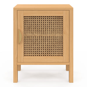 IDMarket - Set di 2 comodini EDHEN, 1 anta in canna e legno