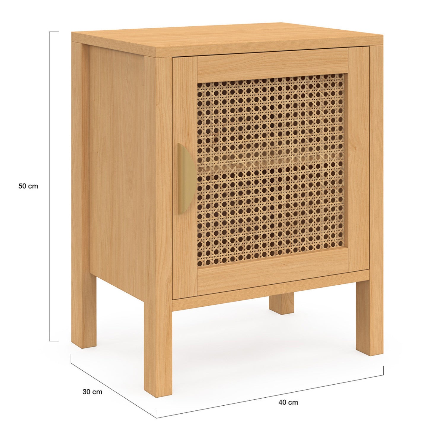 IDMarket - Set di 2 comodini EDHEN, 1 anta in canna e legno