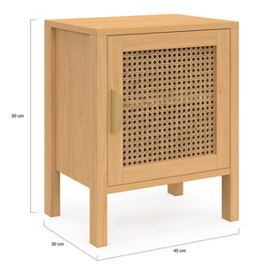 IDMarket - Set di 2 comodini EDHEN, 1 anta in canna e legno