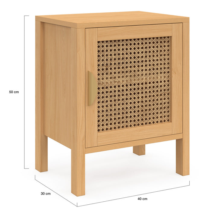 IDMarket - Set di 2 comodini EDHEN, 1 anta in canna e legno