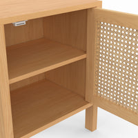 IDMarket - Set di 2 comodini EDHEN, 1 anta in canna e legno