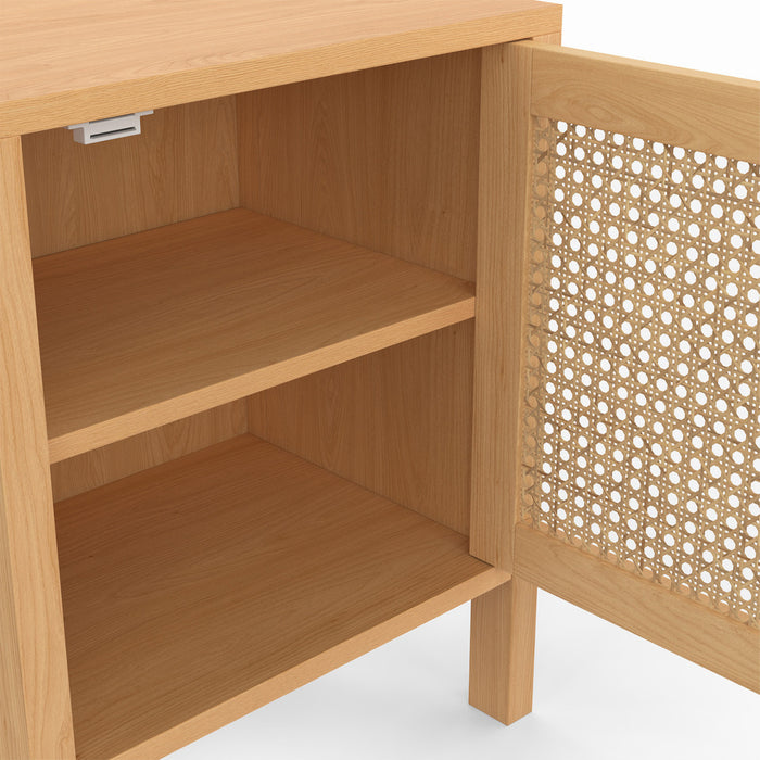 IDMarket - Set di 2 comodini EDHEN, 1 anta in canna e legno