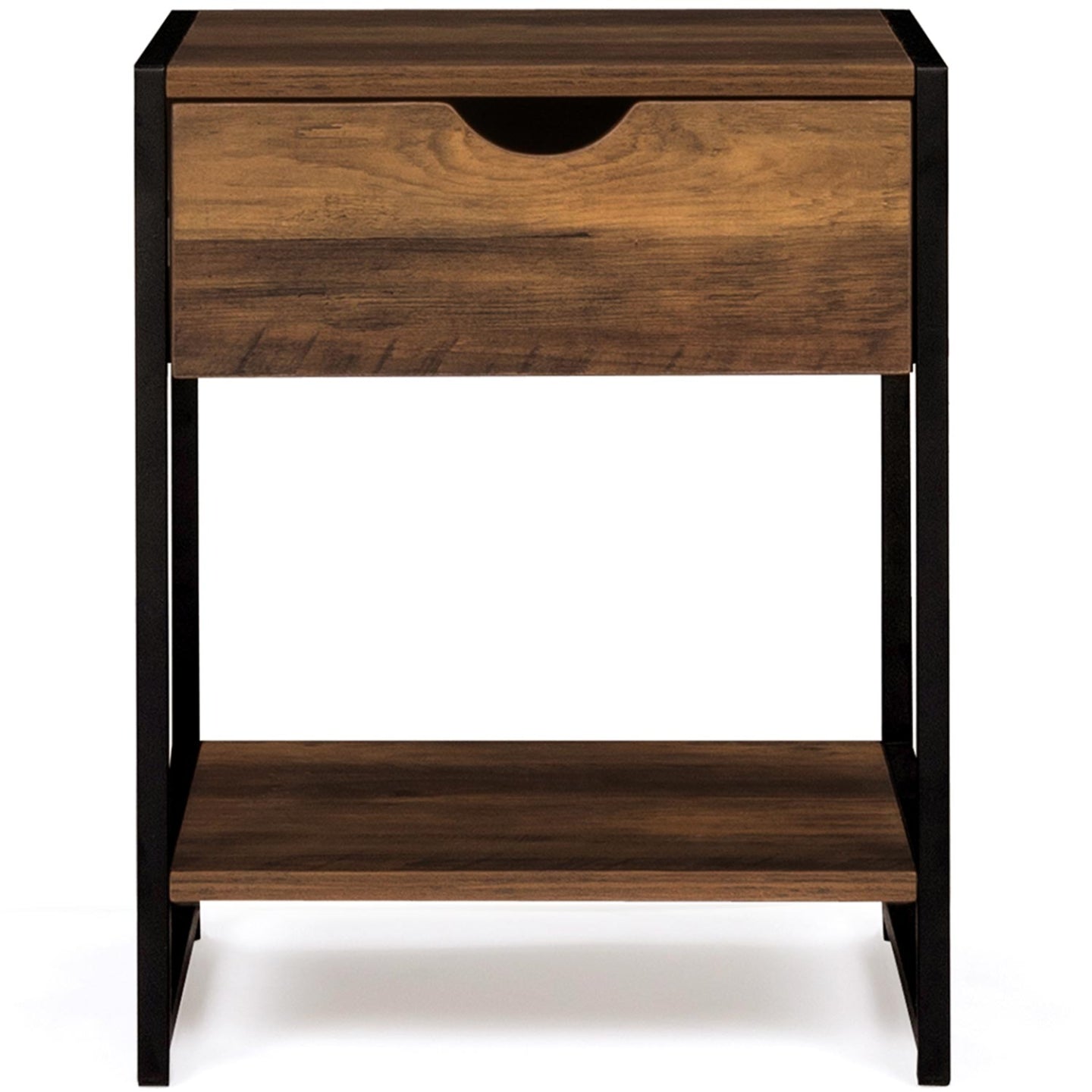 IDMarket - Set di 2 comodini HAWKINS, legno scuro, design industriale