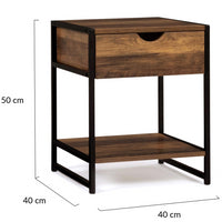 IDMarket - Set di 2 comodini HAWKINS, legno scuro, design industriale
