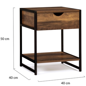 IDMarket - Set di 2 comodini HAWKINS, legno scuro, design industriale