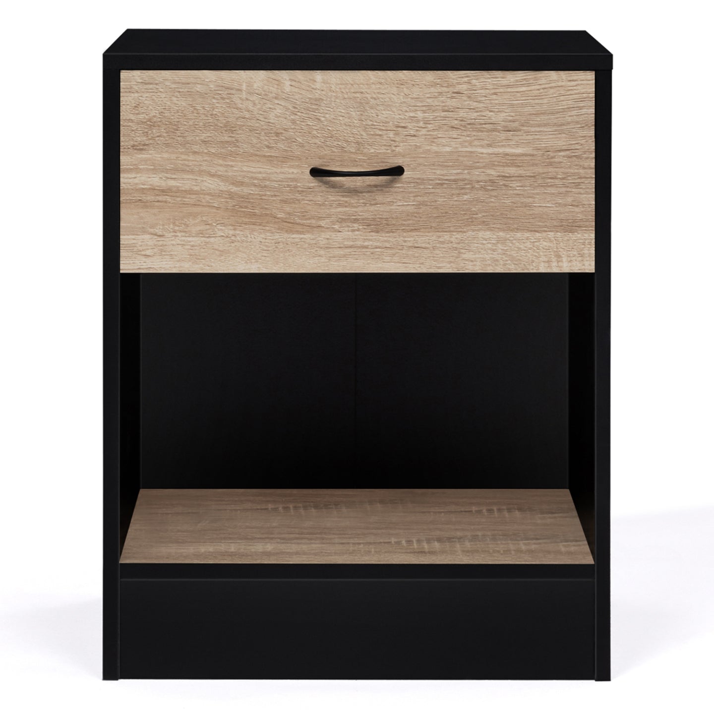 IDMarket - Set di 2 comodini in legno nero e cassetto bianco OLGA