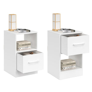 IDMarket - Set di 2 comodini in tessuto a 1 cassetto UPPAH con nicchia in legno bianco