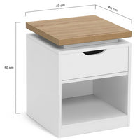 IDMarket - Set di 2 comodini LUNA LED con 1 cassetto bianco e piano effetto legno