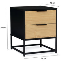IDMarket - Set di 2 comodini NEVADA, 2 cassetti, design industriale, nero e legno