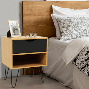 IDMarket - Set di 2 comodini NOEMI con 1 cassetto e 1 ripiano