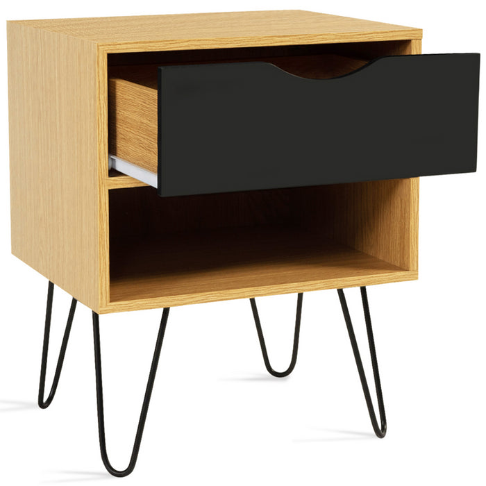 IDMarket - Set di 2 comodini NOEMI con 1 cassetto e 1 ripiano