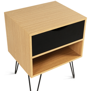 IDMarket - Set di 2 comodini NOEMI con 1 cassetto e 1 ripiano