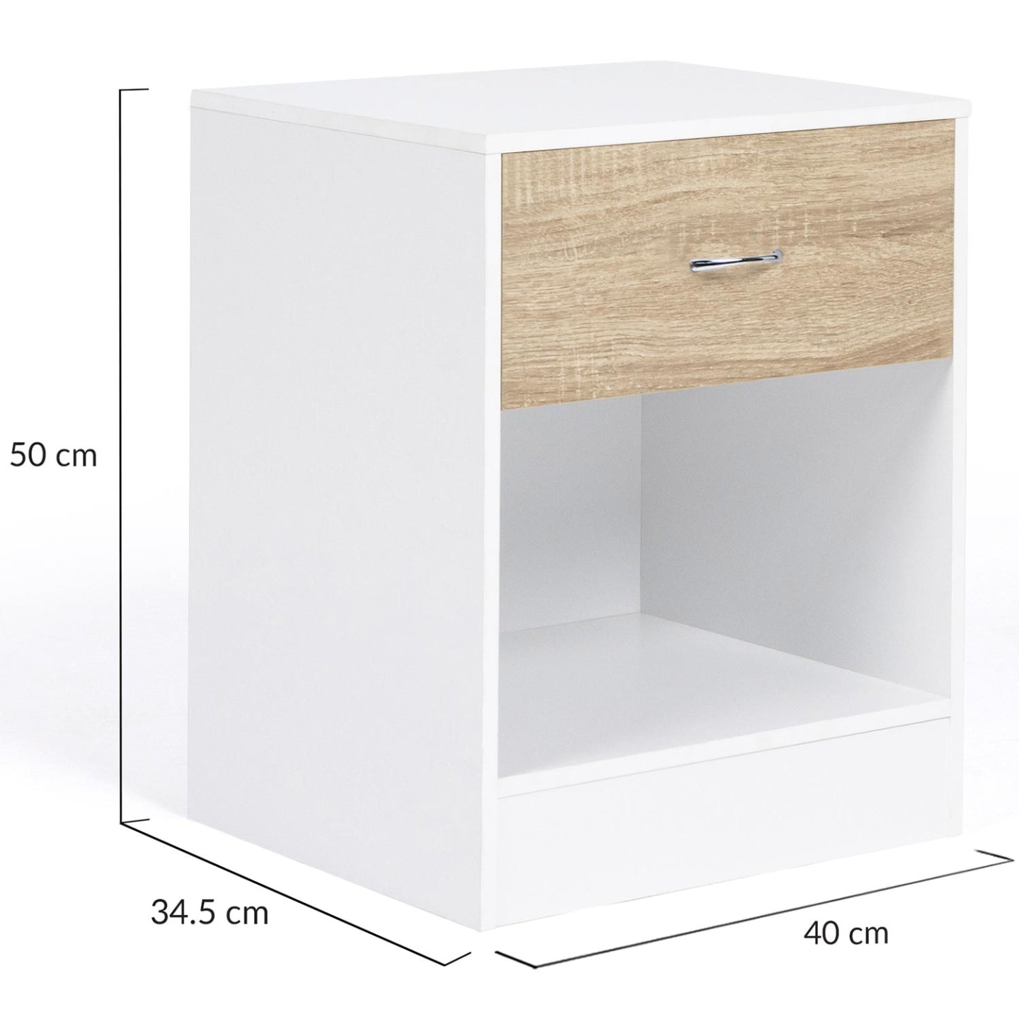 IDMarket - Set di 2 comodini OLGA in legno bianco ed effetto faggio