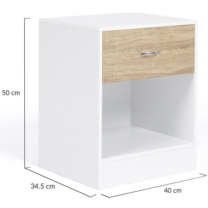 IDMarket - Set di 2 comodini OLGA in legno bianco ed effetto faggio
