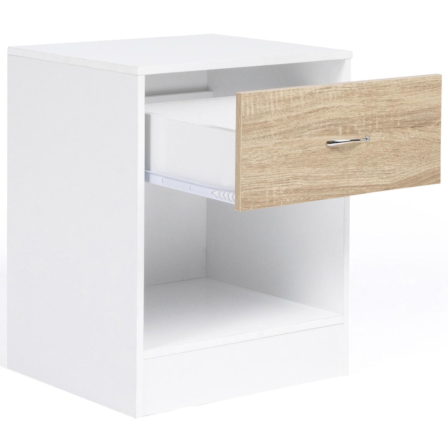 IDMarket - Set di 2 comodini OLGA in legno bianco ed effetto faggio