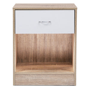 IDMarket - Set di 2 comodini OLGA in legno di faggio e cassetto bianco