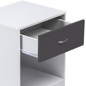 IDMarket - Set di 2 comodini OLGA, legno bianco e cassetto grigio