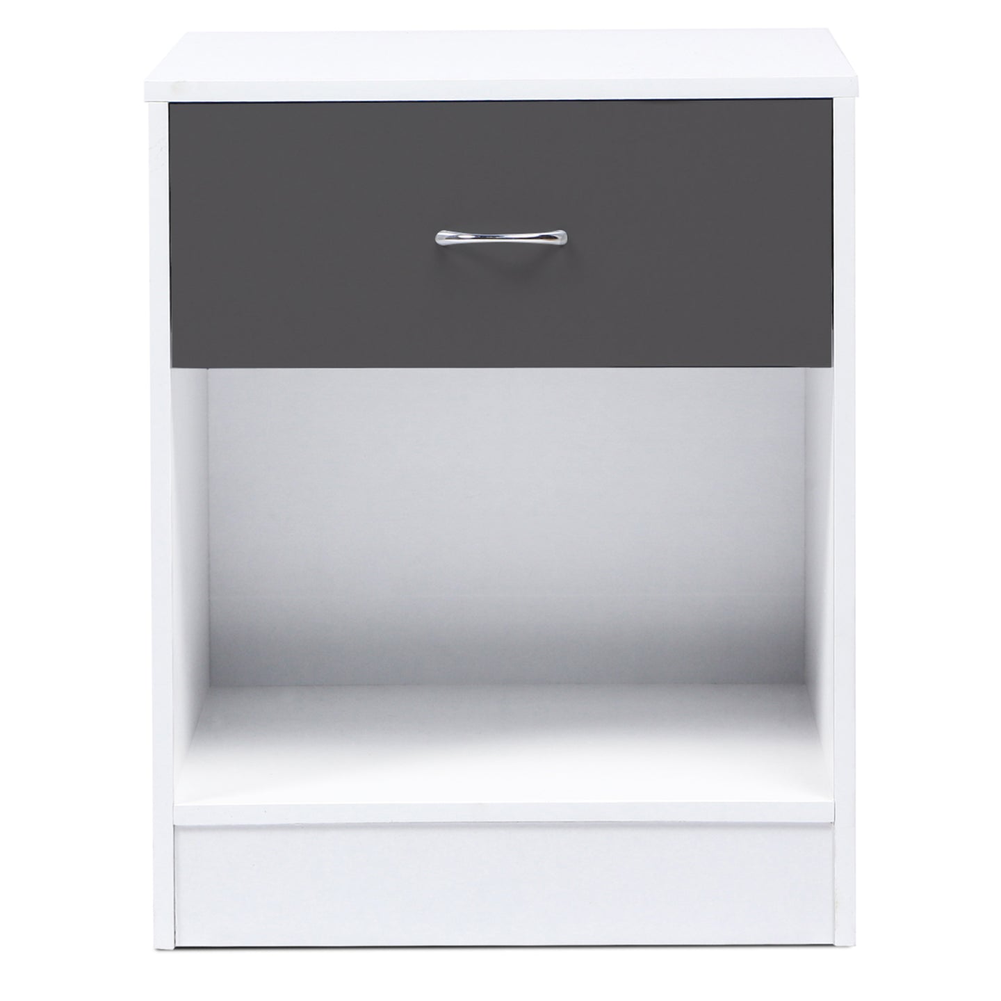 IDMarket - Set di 2 comodini OLGA, legno bianco e cassetto grigio