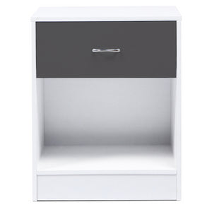 IDMarket - Set di 2 comodini OLGA, legno bianco e cassetto grigio