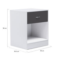 IDMarket - Set di 2 comodini OLGA, legno bianco e cassetto grigio