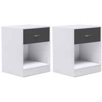 IDMarket - Set di 2 comodini OLGA, legno bianco e cassetto grigio