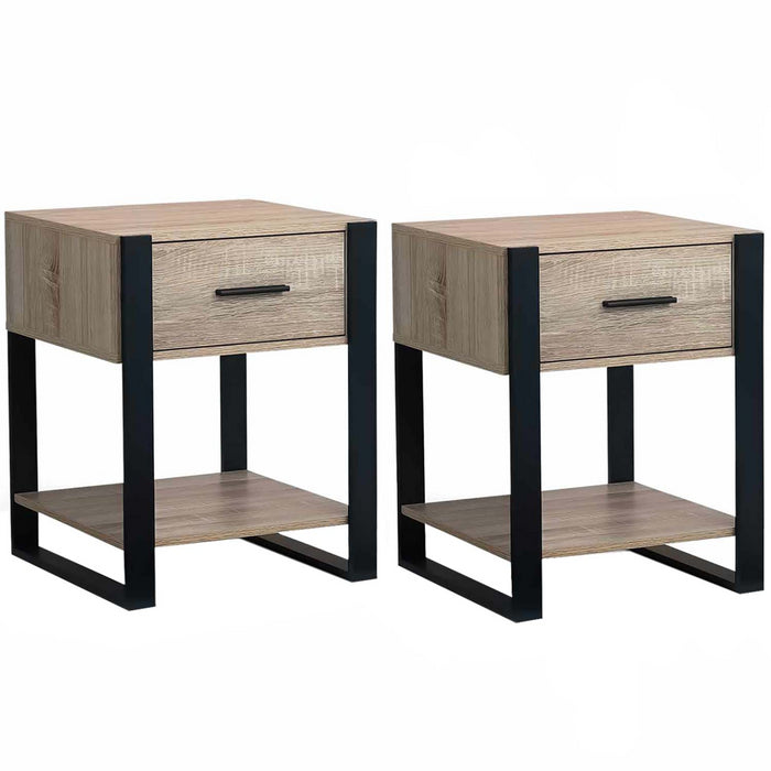 IDMarket - Set di 2 comodini ONYX a 1 cassetto in legno e nero