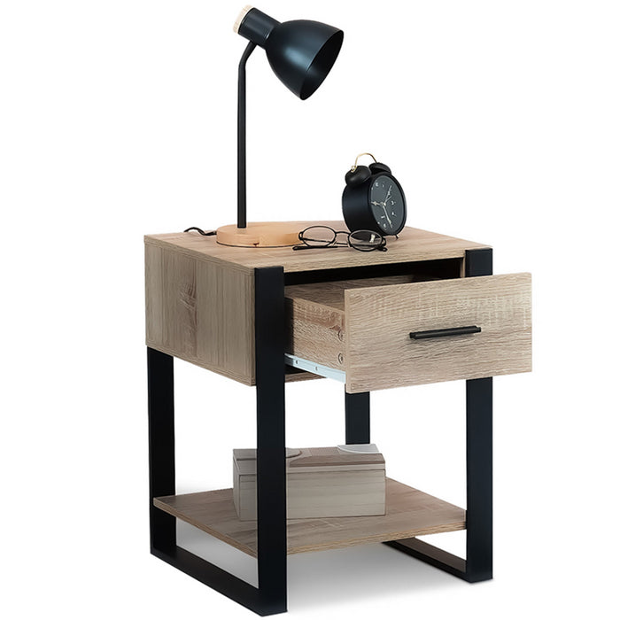 IDMarket - Set di 2 comodini ONYX a 1 cassetto in legno e nero