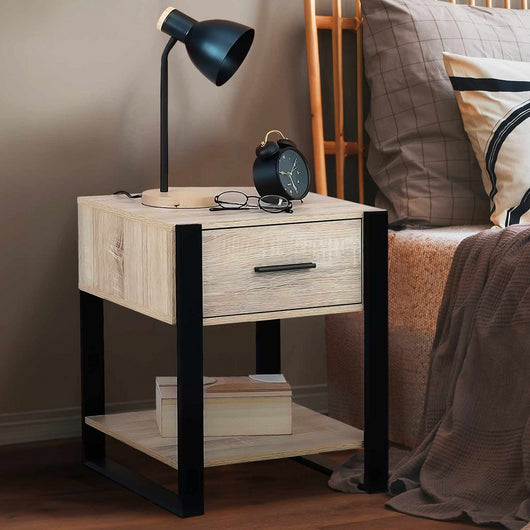 IDMarket - Set di 2 comodini ONYX a 1 cassetto in legno e nero