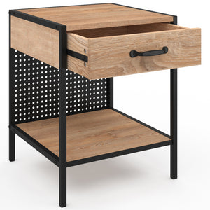 IDMarket - Set di 2 comodini PRESTON in acciaio perforato con 1 cassetto dal design industriale