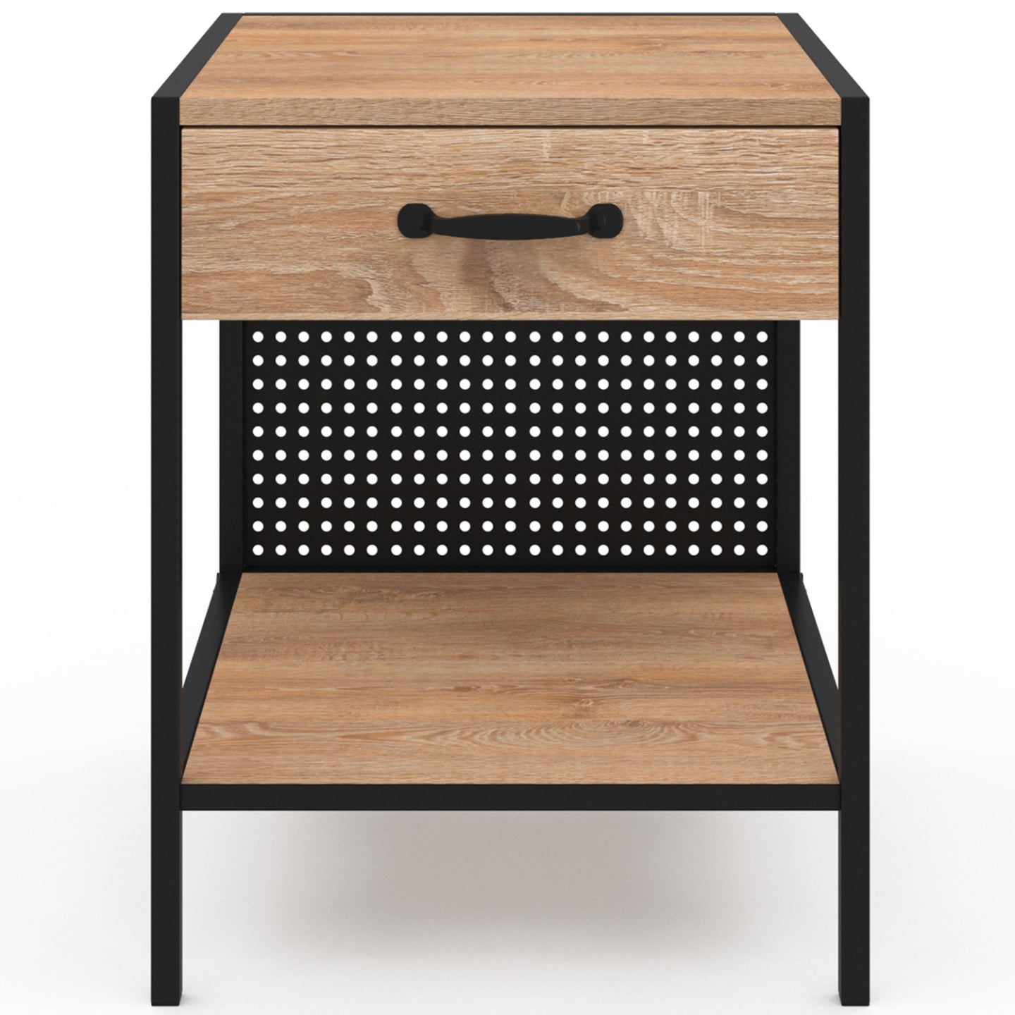 IDMarket - Set di 2 comodini PRESTON in acciaio perforato con 1 cassetto dal design industriale