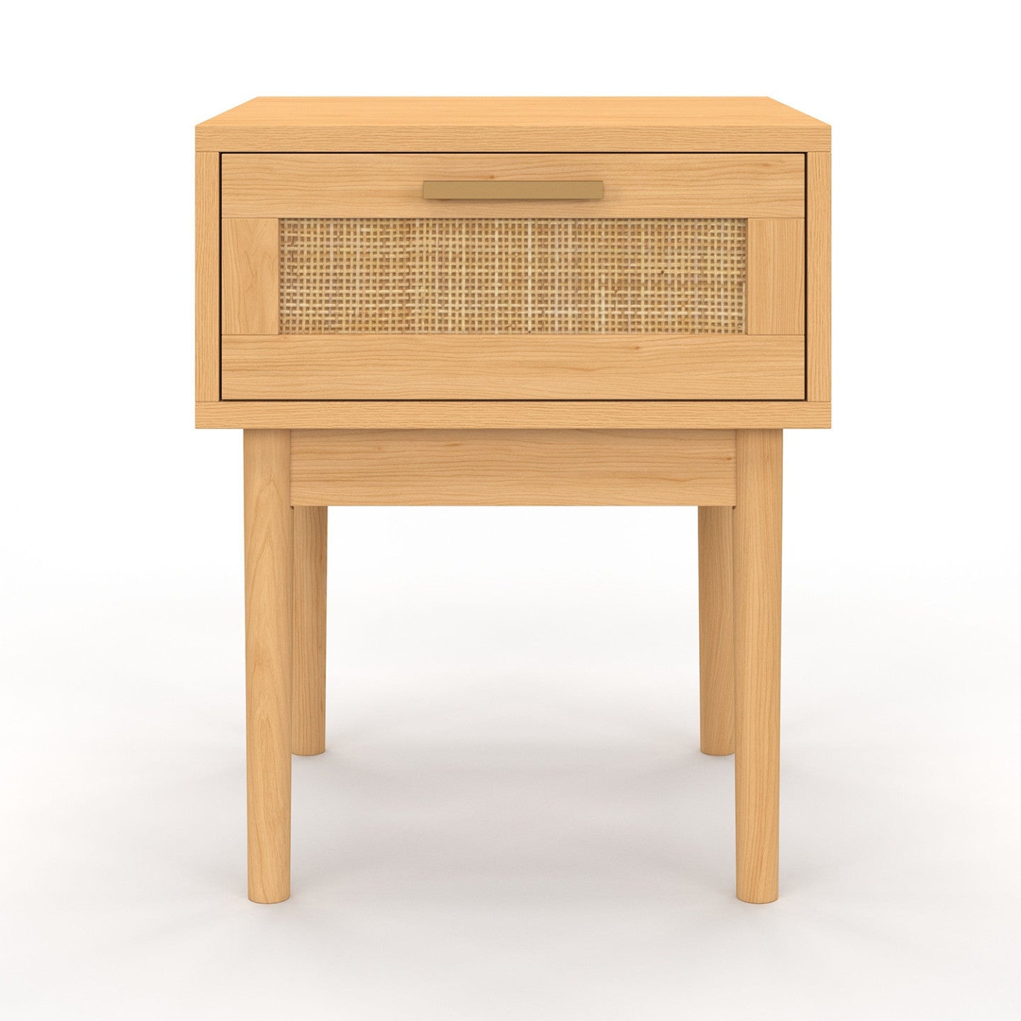 IDMarket - Set di 2 comodini ROBERT, 1 cassetto, effetto canna naturale e legno