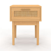 IDMarket - Set di 2 comodini ROBERT, 1 cassetto, effetto canna naturale e legno